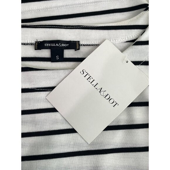 STELLA & DOT Maya White Black Striped T-Shirt S NWT - Picture 4 of 5